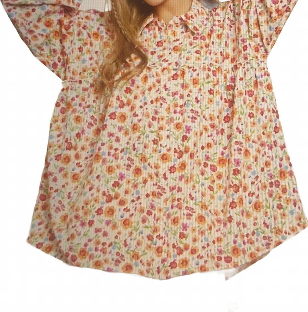 NEW EMILY WONDER babydoll ditsy top in orange floral